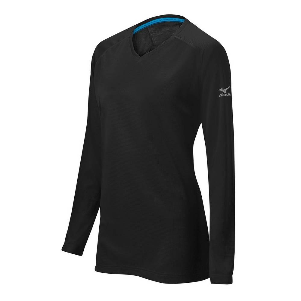 Womens Mizuno Comp Training Tops Black Philippines (LCVPGI029)